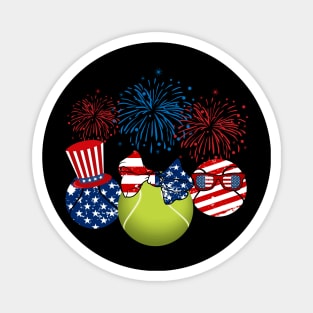 Tennis American Flag Fireworks Magnet